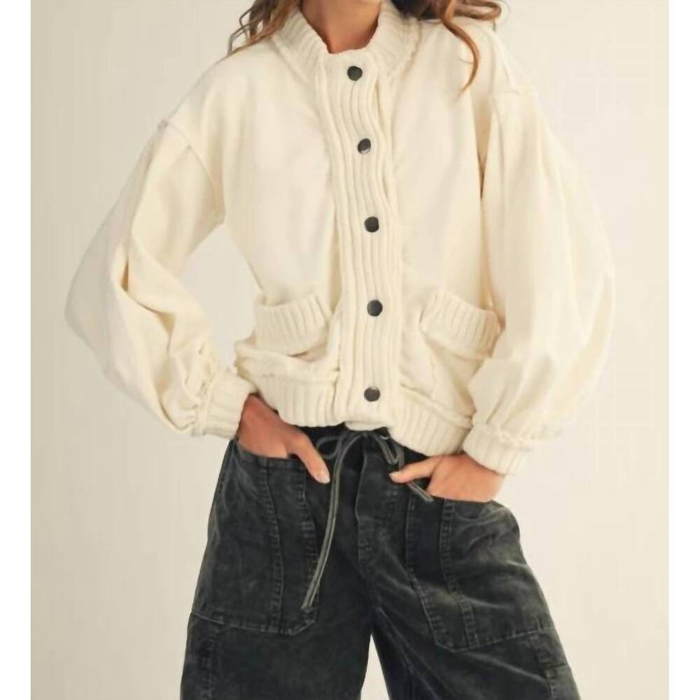 NEW LOVLOV rib trim cardigan in beige